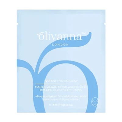 Image of Olivanna Instant Hydra Glow Hyaluronic Acid Sheet Mask Hydrating Face Masks Aloe Vera and Brown Algae for Dry, Sensitive Skin 1 Pc