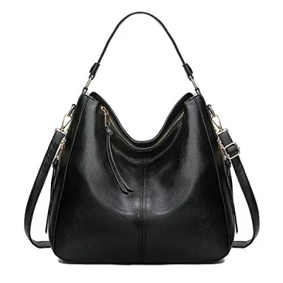 Image of Kris Anna Womens Hobo Bucket Shoulder Bag PU Leather Black