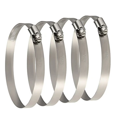 Image of TUPARKA 4 Pack Large Size Metal Hose Clips 91 114 mm Adjustable Ducting Clamps for Securing Hoses and Pipes Tube