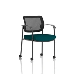 Image of Brunswick Deluxe Mesh Back Black Frame Seat Teal With Arms/Castors