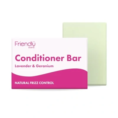 Image of Friendly Soap Natural &amp; Calming, Lavender Geranium Conditioner Bar (90g) Deeply Hydrate, Revitalize, Soft, Smooth, Frizz Control, Cruelty Free, Handmade, No SLS or Parabens, Vegan