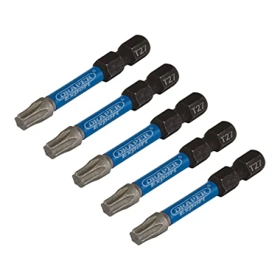 Image of Draper Expert TX STAR Impact Screwdriver Bits, T27 x 50mm, 1/4&quot; Hex (Pack of 5)