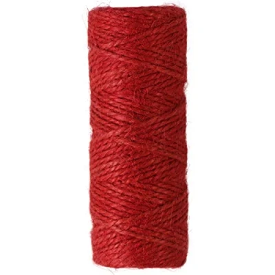 Image of UOOOM 2mm Natural Hemp String Rope Thick Jute Twine Cord for DIY Crafts, Decoration, Bundling, Gardening (Red)