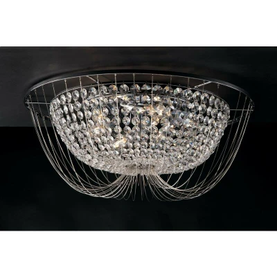 Image of Vienna Crystal K9 Flush Ceiling Light, Chrome, E14