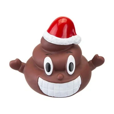Image of Unique Multicolor Christmas Vinyl Poo Dog Toy 13cm X 9cm (1 Pc.) Fun &amp; Festive Squeaky Playtime Companion Perfect For Puppies Adult Dogs