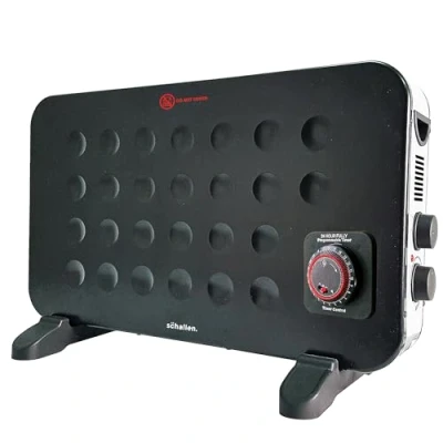 Image of Schallen 2KW Portable Electric Convector Radiator Heater with Timer &amp; Turbo Fan 3 Heat Settings, Adjustable Thermostat Overheat Protection (Black)