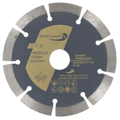 Image of PRODIAMANT diamond cutting disc universal 125mm 5 inch x 22.2 mm concrete, stone, brick 10mm segment