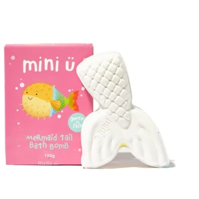 Image of Mini U Mermaid Tail Bath Bomb Fizzing Trail for Kids, Vegan &amp; Cruelty Free Non Toxic Perfect Childrens Gift Fun Bathtimes