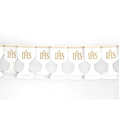Image of Garland Banner Chalice 17 x 300 cm Bunting Paper IHS Decoration Christening First Communion Church Religion
