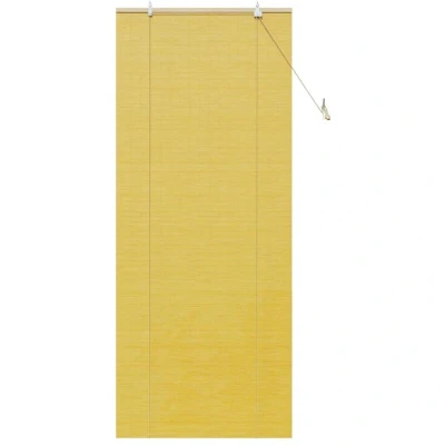 Image of vidaXL Window Blinds &amp; Shades with Curtains Manual Yellow 80 x 220 cm Bamboo