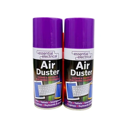 Image of Air Duster Spray 2 Pack of 200ml Cans for Electronics and Sensitive Equipment Laptop Tablets Keyboards Smartphones Cameras, Compressed Gas Cleaner Protector Easy &amp; Fast Power cleanup