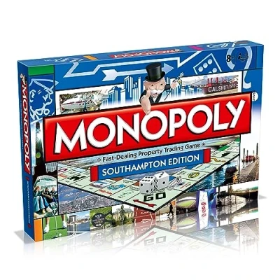 Image of Winning Moves Southampton Monopoly Board Game, Advance to Queen Elizabeth II Terminal, Westquay or Football Club and trade your way success, great gift for ages 8 plus