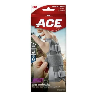 Image of ACE Deluxe Wrist Stabilizer, Right Hand, Helps Relieve Symptoms of Carpal Tunnel Syndrome, Adjustable, Stabilizing, Firm Support