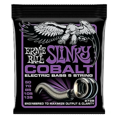 Image of Ernie Ball Power Slinky Cobalt 5 String Electric Bass Strings 50 135 Gauge