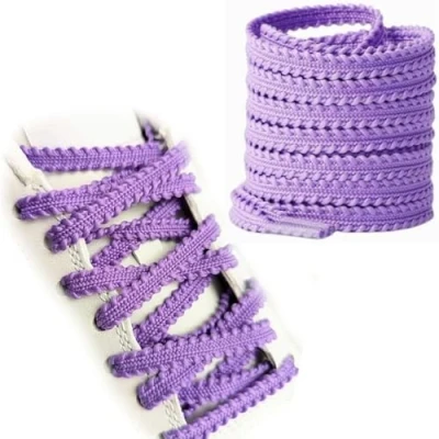 Image of Shark Tooth Laces, Running, Training, Trail, Football Boot Shoe 120cm Long, 6mm Wide, Colourful (Purple)