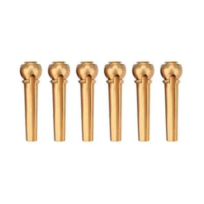 Image of 6Pcs Guitar Bridge Pins Brass Acoustic Folk String Pegs for Parts Replacement(Gold)