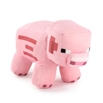Image of Plush Minecraft Video Game Characters Enderman, Camel, Ocelot, Pig, Steve, Alex, Creeper, Wolf Sizes according to Model Super Soft Quality (Pig)