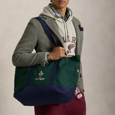 Image of POLO Ralph Lauren BEAR Canvas Tote bag, Men&#039;s, Size: One Size, Moss agate