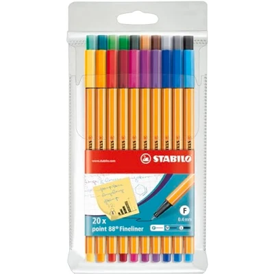 Image of Fineliner STABILO point 88 Pack of 20 Assorted Colours