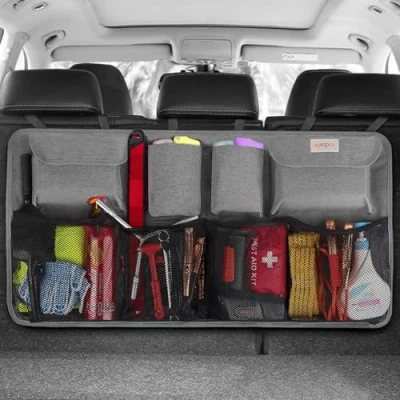 Image of SURDOCA Car Boot Organiser, 3rd Gen Storage, Universal Tidy, Back Seat Organiser with 8 Large Pockets