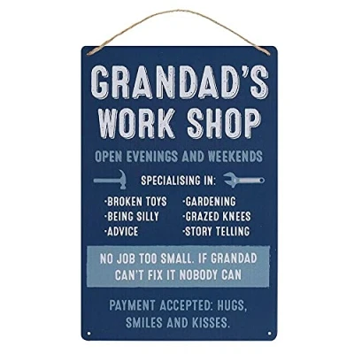 Image of Personalized Grandad&#039;s Workshop Metal Sign 30cm x 20cm (1 Pc.) Charming Design &amp; Unique Wall Art Ideal Gift with a List of Fix It Skills