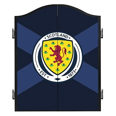 Image of Darts Corner Scotland Dartboard Cabinet Officially Licensed St Andrews Cross Navy Blue (CAB063)