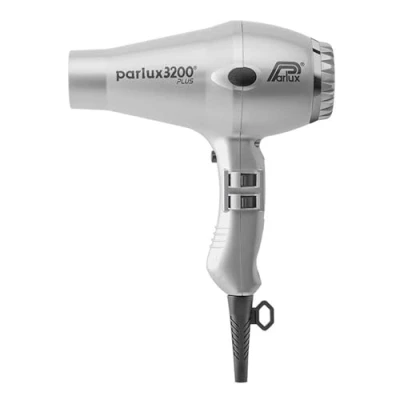 Image of Parlux 3200 Plus Hair Dryer in Silver. Lightweight Compact 1900W with Ultra High Tech Ionic Technology. Salon Favourite 2 Speed Settings &amp; 3 Heat Controls Cool Shot Button.
