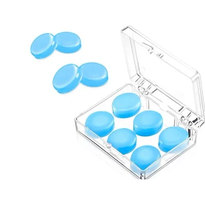 Image of 3 Pairs Silicone Earplugs Noise Cancelling Ear Plugs Soft Reusable Sleeping , Great for Travel, Concerts, Work,Studying,EarPlugs Sleeping, Shooting, Airplanes, Mowing(Blue)