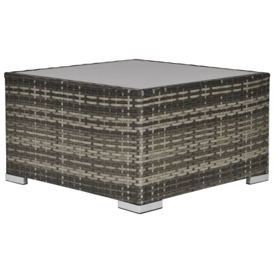 Image of Outsunny Patio Rattan Coffee Table Ready to Use Outdoor Furniture Suitable for Garden Backyard, Deep Grey