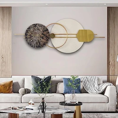 Image of ZOOMCAM 3D Round Metal Wall Decor, 120x50cm Art for Living Room, Large Nature Home Decor Bedroom Dining Room Decorations