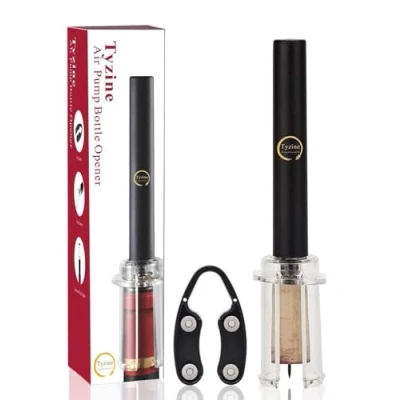 Image of Tyzine Wine Air Pressure Pump Bottle Opener Set With Foil Cutter,Simple Cork Remover Corkscrew,Efficient Corkscrew Opener,Easy Screw Out Tool,Great For Lovers,Perfect Gift.