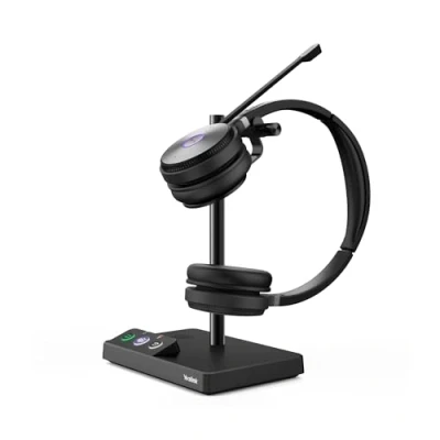 Image of Yealink WH62 Entry Level, Plug &amp; Play Binaural DECT Wireless Headset Acoustic Shield Technology 2 x Micro USB 2.0 Ports (Optimised for Microsoft Teams) Black/Silver