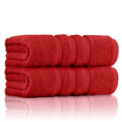 Image of GC GAVENO CAVAILIA 2 Pk Bath Towels, 550 Gsm Quick Dry Towel, Highly Absorbent Egyptian Cotton Towel Set, Machine Washable Bathroom Towels Red