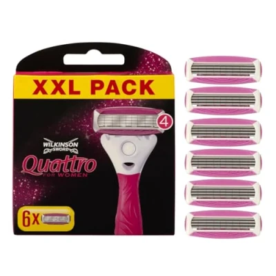 Image of WILKINSON SWORD Quattro For Women Smooth Glide Pack of 6 Razor Blade Refills