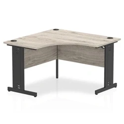 Image of Impulse 1200mm Corner Office Desk Grey Oak Top Black Cable Managed Leg