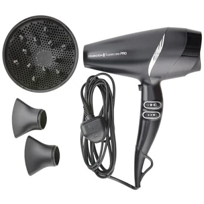 Image of Remington Supercare Pro Ionic Hair Dryer 2200 Includes Diffusor and Slim Styling; Wide Drying Concentrators;AC7250, Black