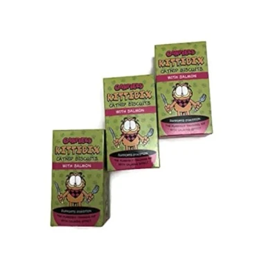 Image of Garfield Salmon Kittibix Catnip Biscuits With Treats For Cats 3 Pack Bundle