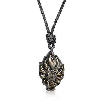 Image of COAI Nine Tailed Fox Necklace Stone Necklace, Golden Obsidian for Men Women