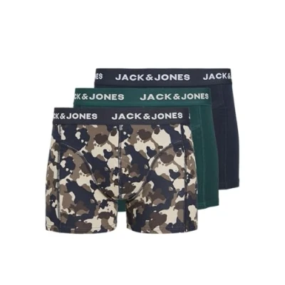 Image of JACK&amp;JONES Men&#039;s JACCAMOFLAGE Trunks 3 Pack Boxer Shorts, Navy Blazer/Pack:Navy Blazer Deep Teal, M (Pack of 3)