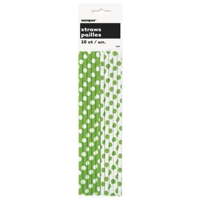 Image of Dotted Paper Straws Green