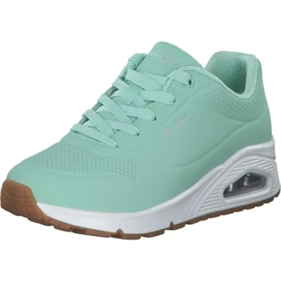 Image of Skechers Women&#039;s Uno Stand on Air Sneaker, Mint Durabuck Mesh, 8 UK