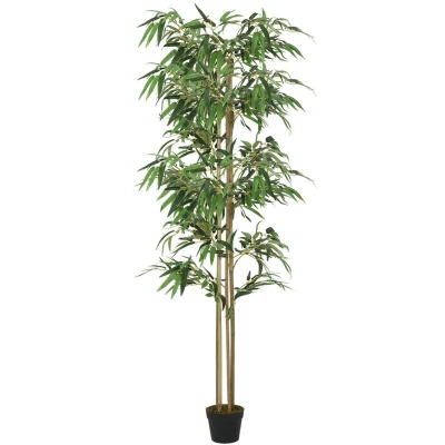 Image of &#039;vidaXL Green Artificial Bamboo Tree with Realistic Trunks &amp; Textile Fibre Leaves Fake Indoor/Outdoor Decor Plant in Stable Round Plastic Pot 150 cm Tall
