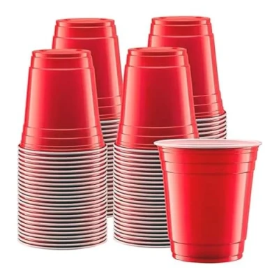 Image of Ayn Al Madina Pack of 1000 Beer Glasses Plastic Disposable Recyclable &amp; Reusable Drinking Cups for Parties All Types Events Sturdy Waterproof 12oz