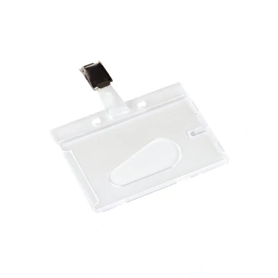 Image of Q Connect Rigid Credit Card Sized Name Badge Holder and Clip (10 Pack)