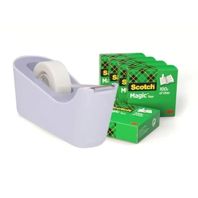 Image of Scotch Tape Dispenser C18, Lavender + Magic Invisible, 19 mm x 33 m, 6 Rolls Refillable Sticky for Home and Office
