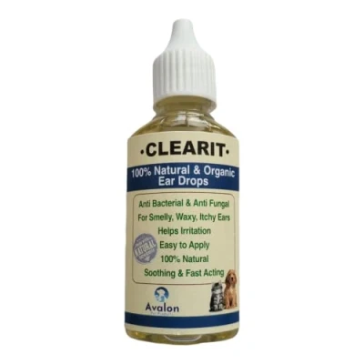 Image of APP Clearit Dog/Cat Super Effective Advanced Ear Drops/Cleanser 30ml Check our Reviews For Itchy Waxy Smelly Ears 100% Natural &amp; Organic