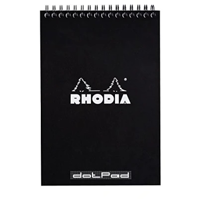 Image of RHODIA 165039C Spiral Notebook (Full Bound) Black A5 Dotted Dot 80 Detachable Sheets 80G Clairefontaine Paper Soft and Resistant Coated Card Cover Classic