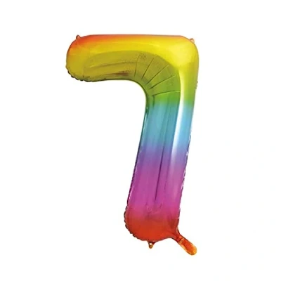 Image of 7 Shaped Rainbow Foil Balloon (86cm) Perfect for Celebrations, Party Decor, Birthday, &amp; More 1 Pc