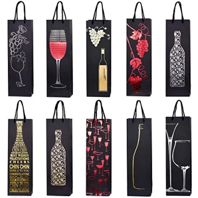 Image of 10 gift bags bottle for wine prosecco and champagne 15.75 x 4.72 3.54 inch 40 12 9 cm Mix