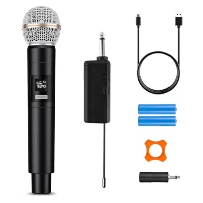 Image of HUACAM Single Karaoke Wireless Microphone, Professional Rechargeable Radio Handheld Party System, DJ Singing Speech Church, Party, Wedding